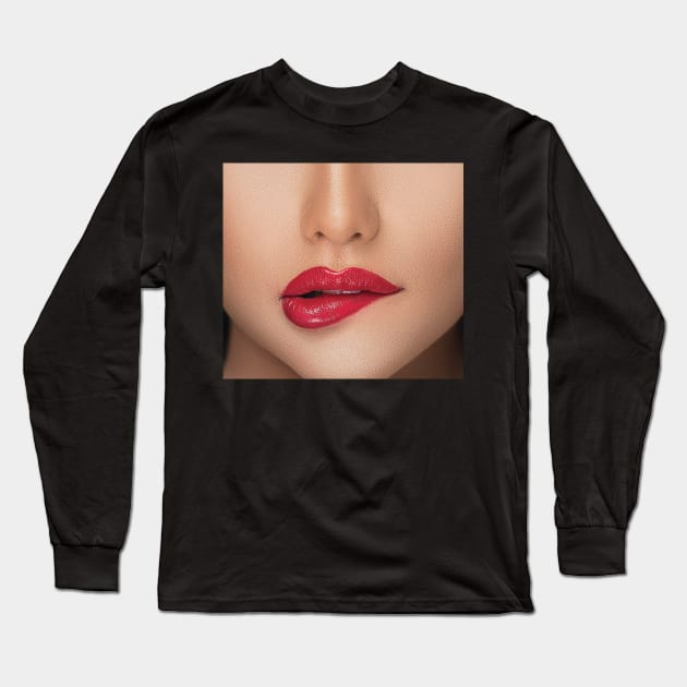 Funny smile mouth mask with mouth for girls | Funny face mask | smiley face girl with red lipstick | funny smile mouth for women | Funny face mask with mouth| smiley face girl with red lipstick | funny smile mouth for women Long Sleeve T-Shirt by jack22